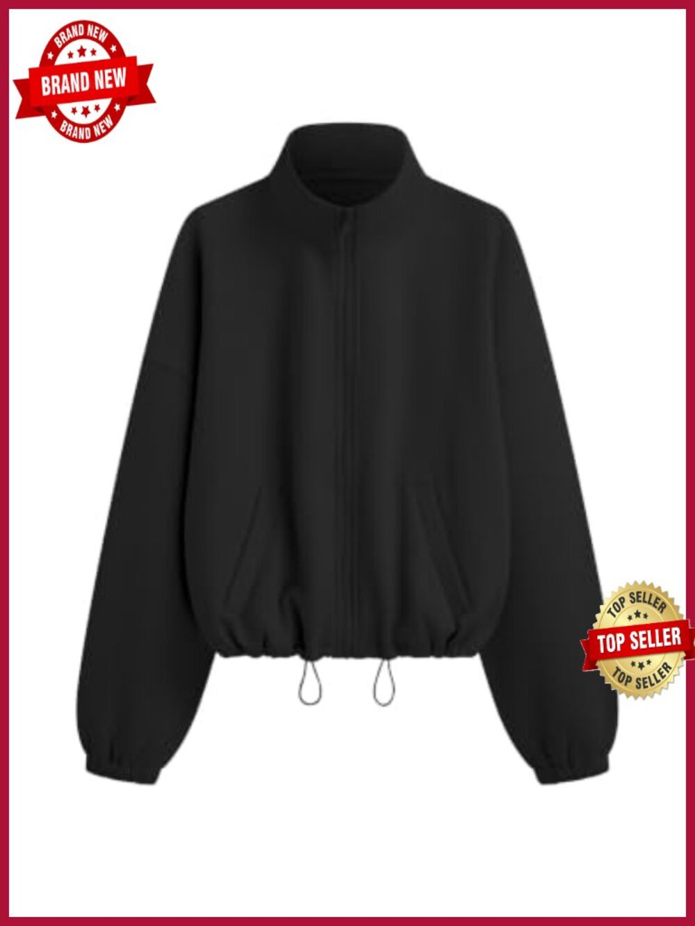 Women's Cropped Fleece Zip Up Sweatshirt Oversized Jacket